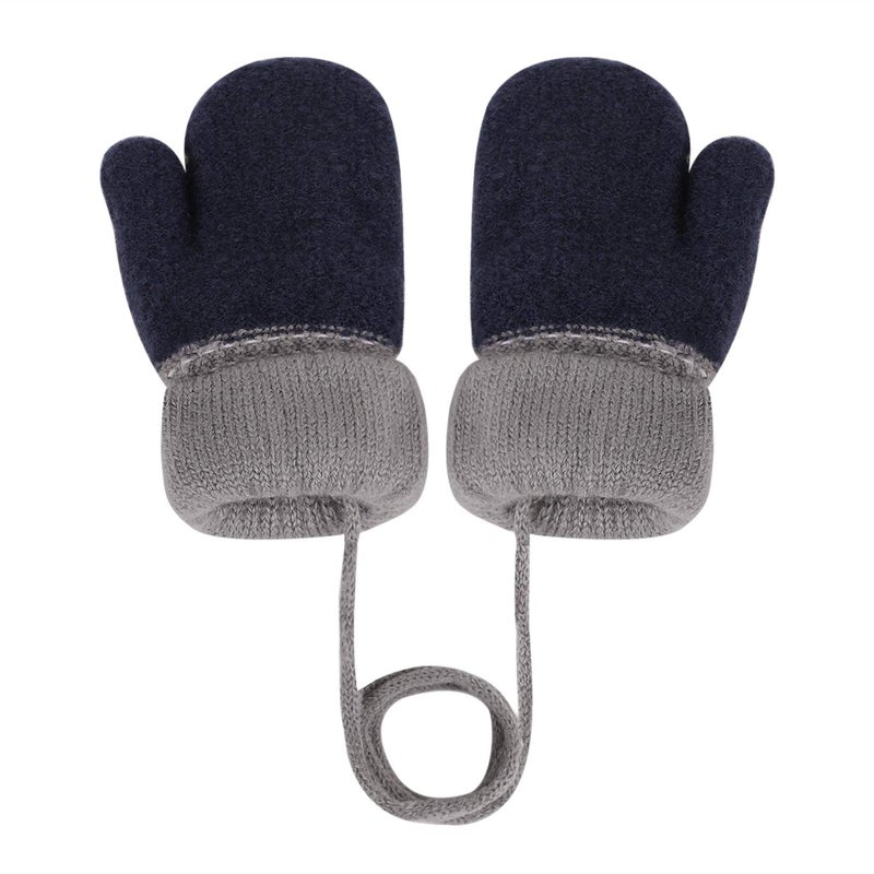 Holiberty Toddler Baby Knitted Winter Gloves Cable Mittens Cute Cartoon Bear Kids Boys Girls Thermal Thick Fleece Lined Gloves Wool Warm Knit Snow Ski Cold Weather Gloves Children with String Age 0-3Y - Image 2